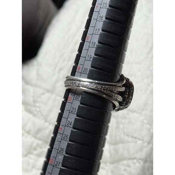 Silver Tone Oval Hematite Persian Hadid Protection Ring Size 9.5 Black